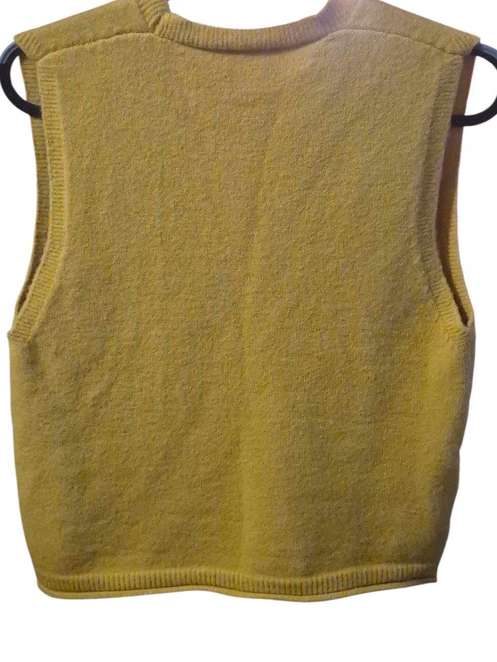 Floral Embroidered Sweater Vest M Mustard Cable Knit Cottagecore Boho Indie Folk - Picture 4 of 6